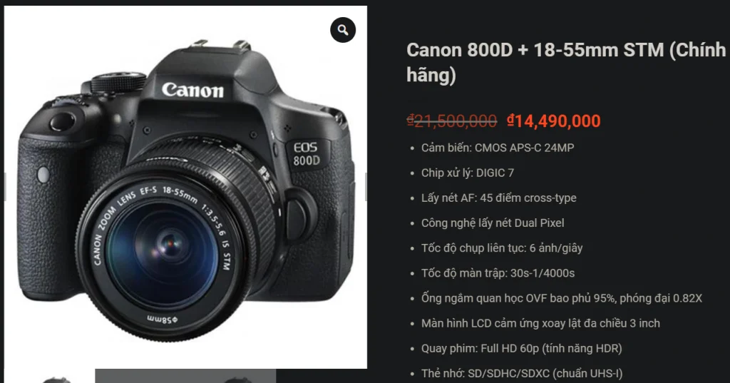 Chiếc máy bạn tôi mới mua. Canon 800D